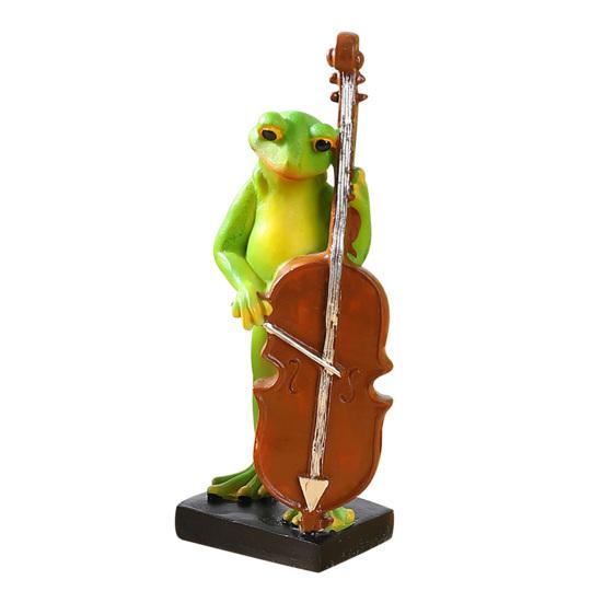 Musical Instrument Frog Figurine Cello Violin Saxophone Bass Frog Statue Resin Sculpture