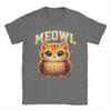 Meowl Funny Meow Cat Owl Brainrot Meme 100 Cotton TShirt For Unisexs Beach Vintage T Shirts O Neck Hippie Tees Plus Size Clothes