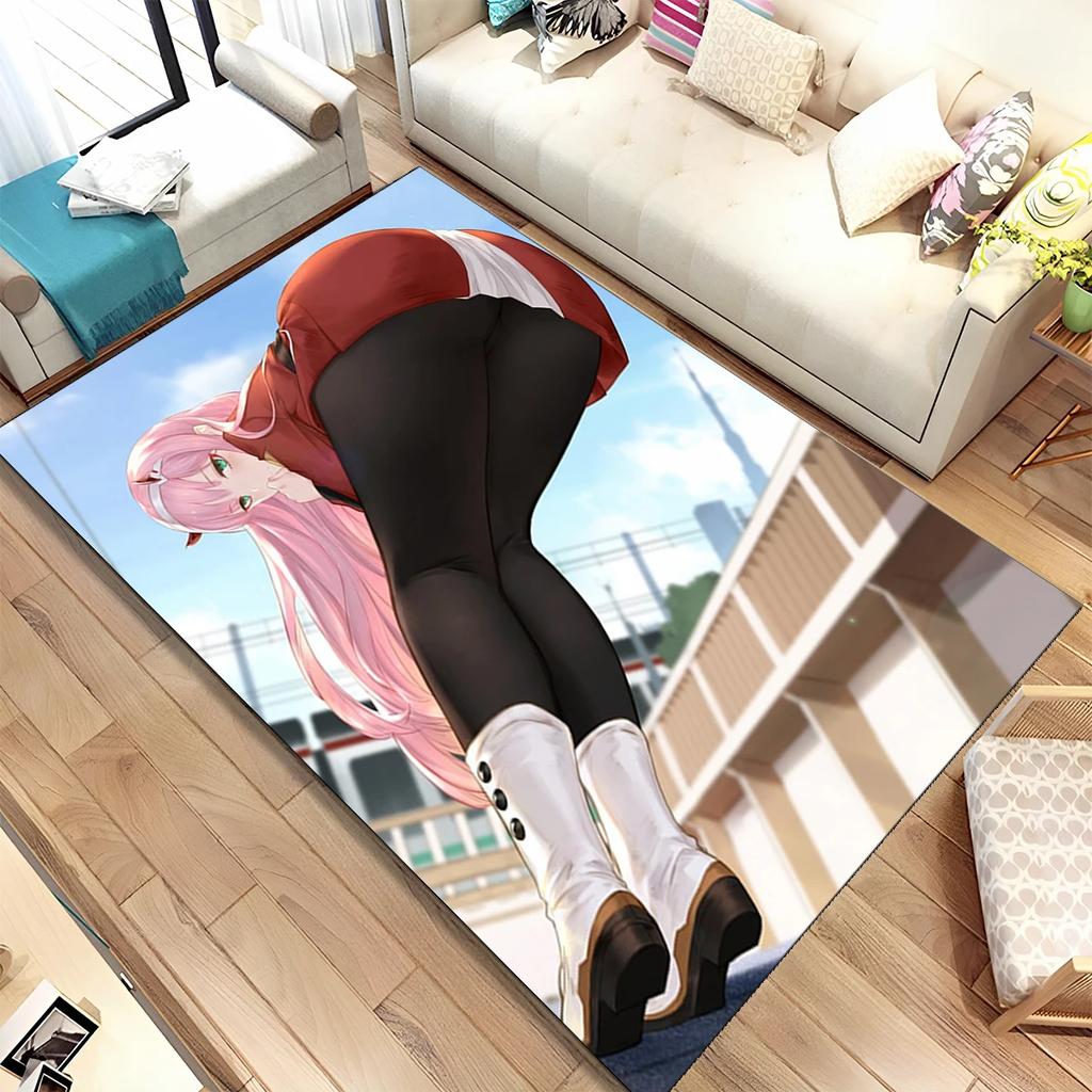 Tappeto Area Sexy Girl Zero Two DARLING In FRANXX, Tappeto per Casa Soggiorno Camera da Letto Divano Zerbino Decorazione, Tappetino Antiscivolo per Bambini Regalo