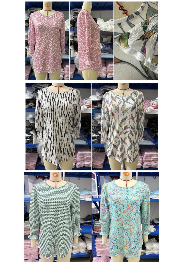 2025 Trendy Loose-Fit Women's Printed Five-Sleeve Round Neck T-shirt