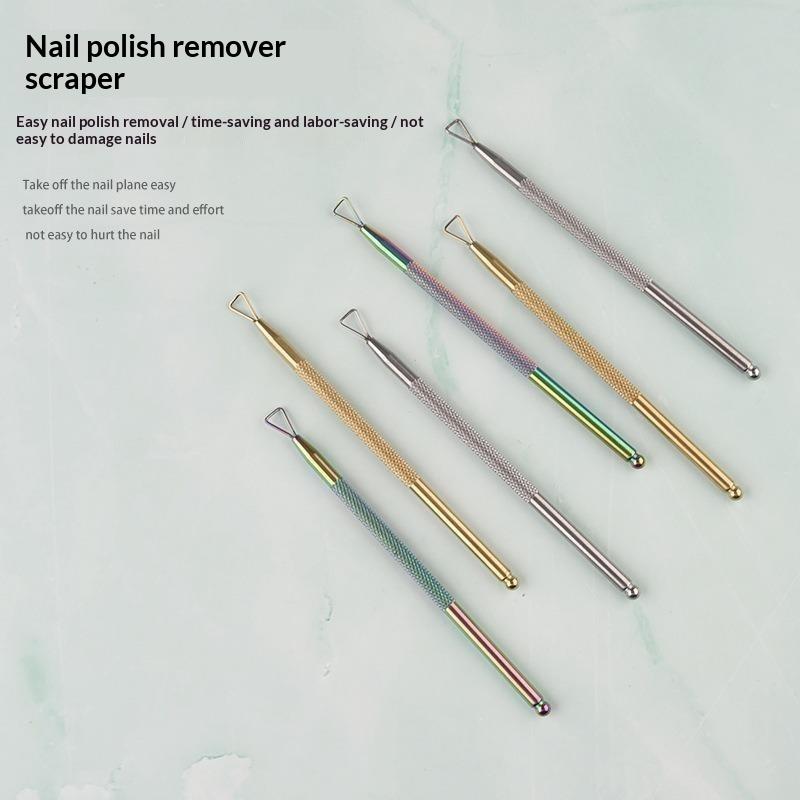 Holographic Stainless Steel Nail Remover Gel Scraper Cuticle Pusher For Home Salon Use
