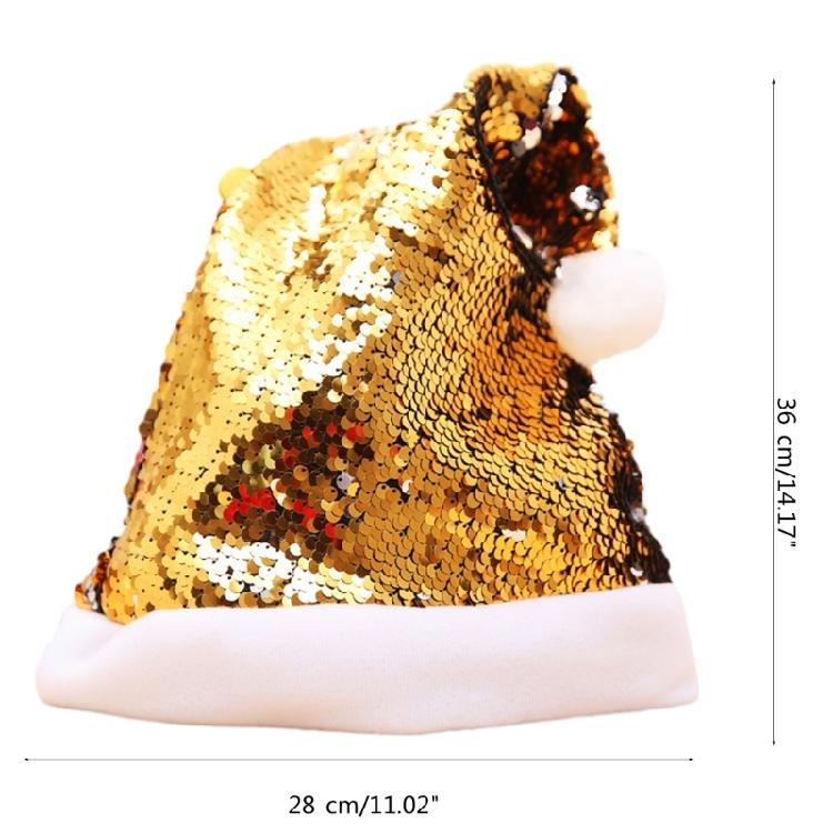 Holiday Glitter Santa Hat Color Flip Sequins Christmas Hat Santa Clauses Hat