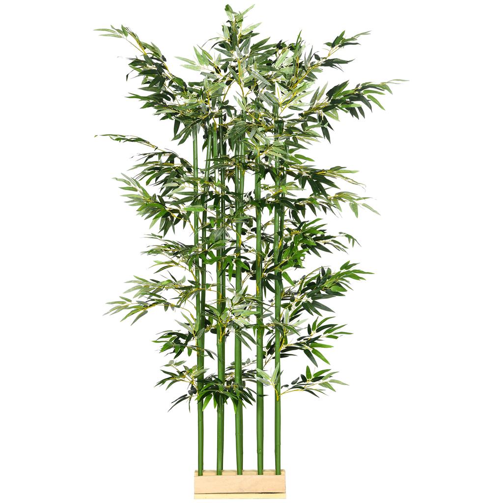 Artificial Bamboo, 180 cm, Potted with Pine Wood Pot, Green