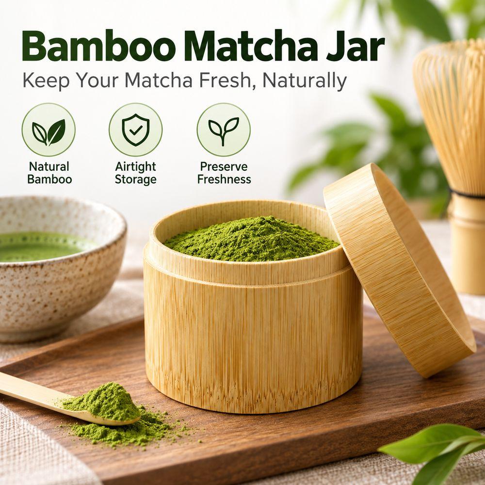 Bamboo Storage Jar Matcha Powder Jar Natural Bamboo Powder Container For Coffee Powder