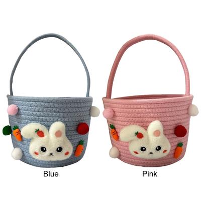 Baby Gift Baskets Woven Cotton Rope Design with Handle Egg Hunt Basket for Kids Boys Girls Toddler Babies Infant