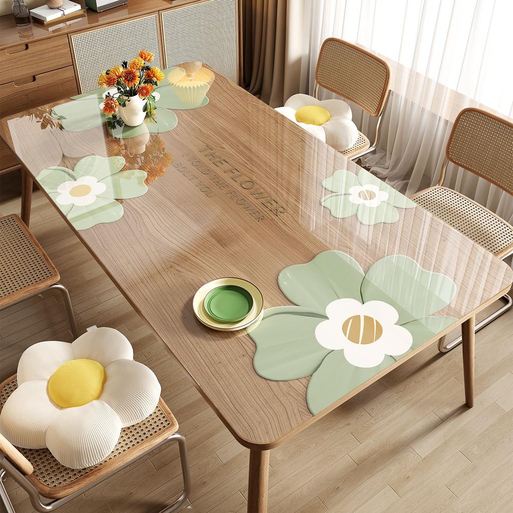 Weiche Glas-Tischmatte—Verdickt, Fettbeständig, Wasserbeständig, Hitzebeständig, Waschfreie PVC-Tischdecke—Transparente Esstischmatte