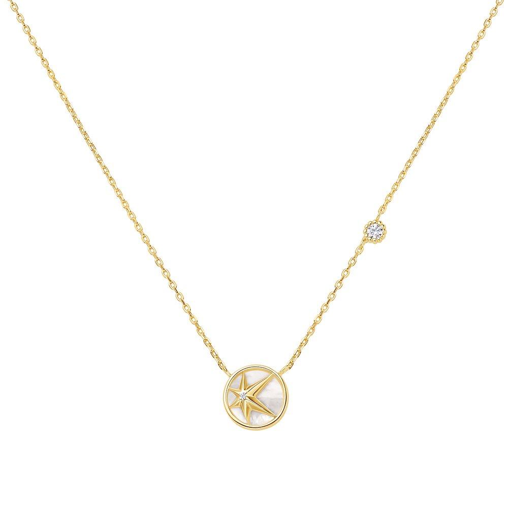 Gold Starry Mother-of-Pearl 925 Silver Necklace N065-05G