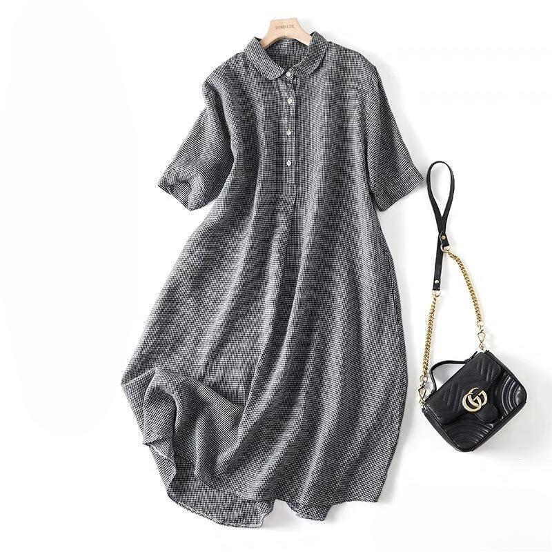 Plaid Dress Retro Everything Casual Big Hem Loose Women's Long Skirt