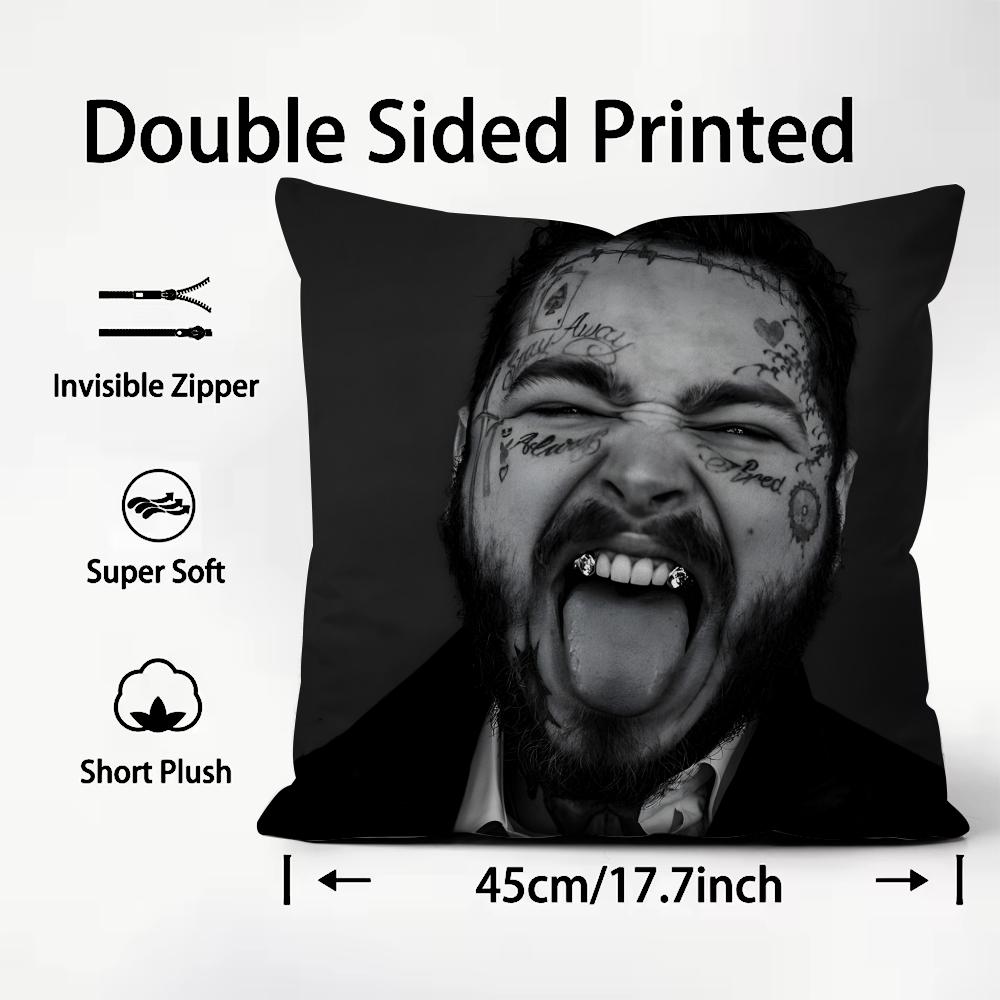 PPost MalonEe Rapper Cushion Cover Plush Fabric Soft DoubleSided Printed Sofa Warm Winter Home Child Gift Pillow Case