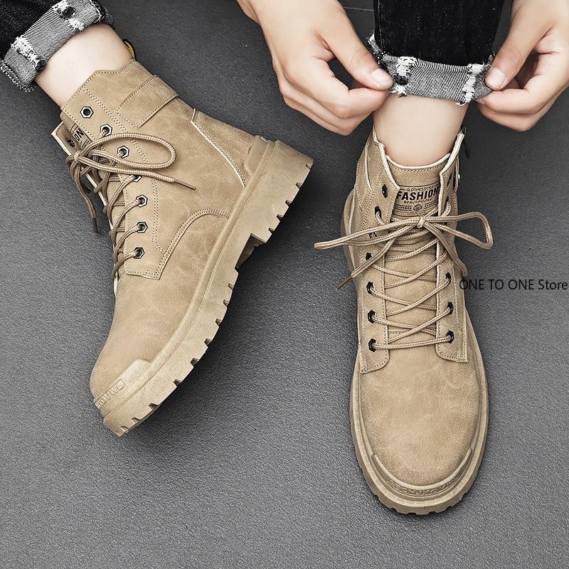 Fashion New Men Boots Trend Motorcycle Boots for Men Casua Ankle Boots Work Wear Shoes Men Personalized British Boot Bota Masculina
