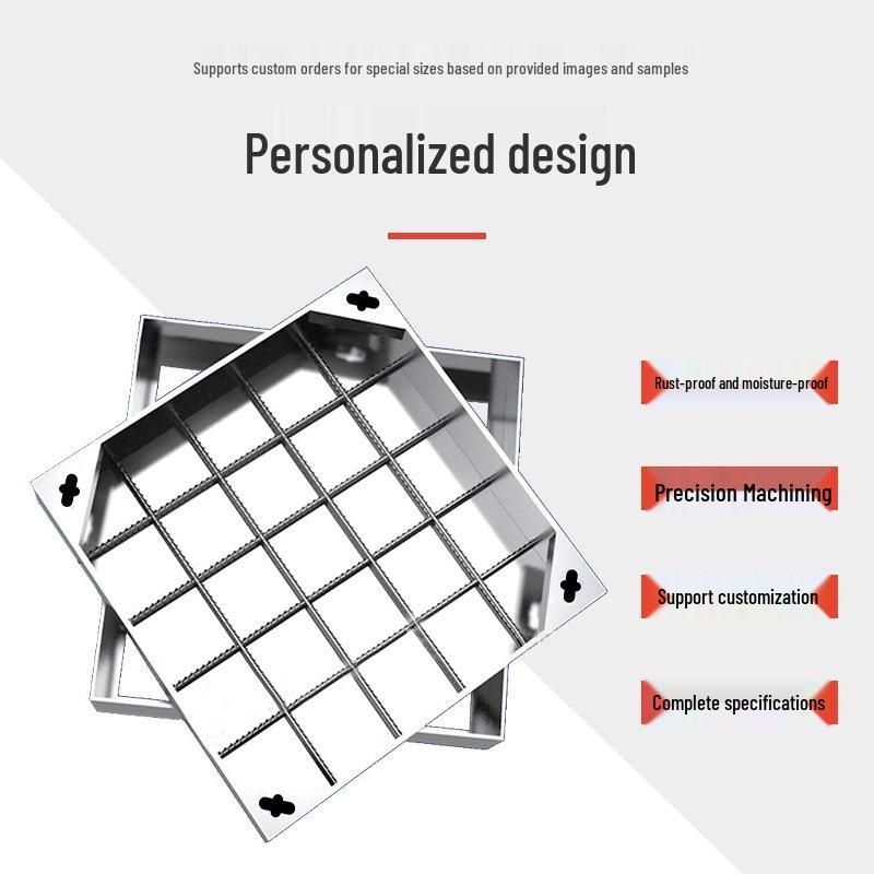 Stainless Steel Square Manhole Cover with Rain & Sewage Mark - 201/304 Decorative & Invisible Design