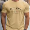 Men's Summer 100% Cotton Fashion MILANO Letter Printed Loose Large Casual Comfortable Round Neck Short Sleeve T-shirt Top