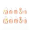 30 pieces of white French ultra-short almond cat eye wearing nail 3d three-dimensional flower advanced manual point diamond nail art