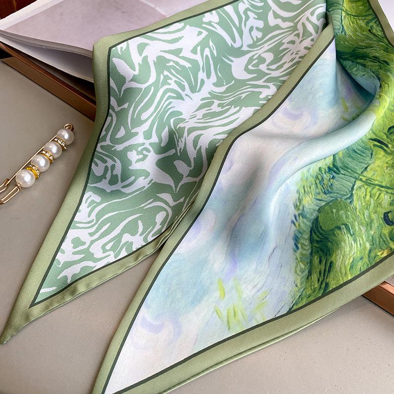 Fresh Green New Style Thin Strips Versatile and Fashionable French Headband with Shirt Sharp Corner Scarf