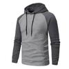 Men's Casual Patchwork Color Small Square Grid Hoodie Slim Fit Top Winter Round Neck Sweatshirts