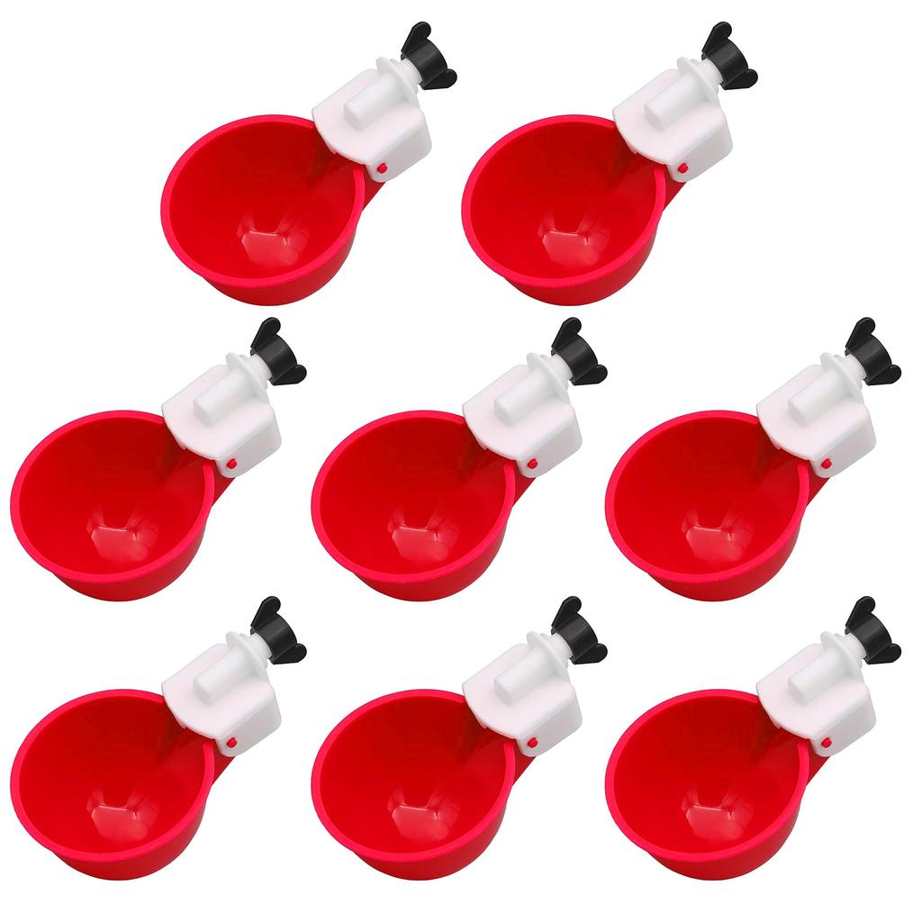 8pcs Chicken Water Cups with Mounting Hole Opener Chicken Feeder Cups Chick Feeder for Duck Chicks Goose Turkey Bunny and Bird
