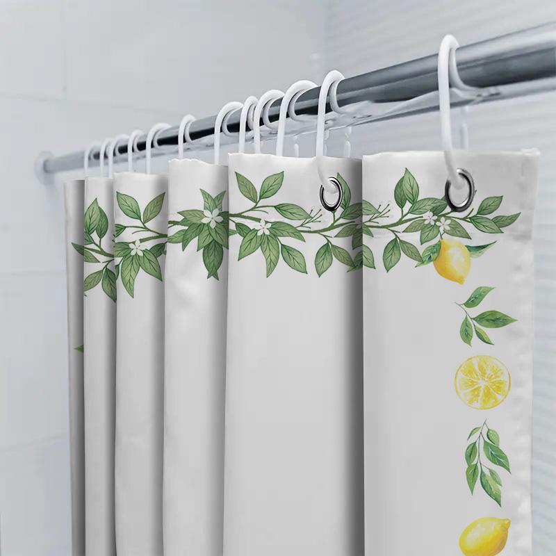 Fresh Lemon Greenery Shower Curtain White Bath Decor For Home Decoration Waterproof Fabric Perfect Gift Ideas