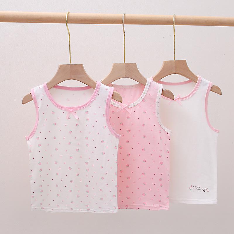 Sommerliches Mädchen-Baumwoll-Spitzen-Erdbeer-Top mit Spaghetti-Trägern - Koreanischer Stil