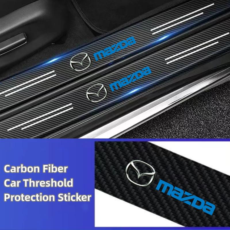 Car Door Sill Protector Trunk Door Carbon Fiber Pattern Threshold Stickers for Mazda 3 Bk Bl 323 Axela Atenza CX-3 CX-4 CX5 CX-7