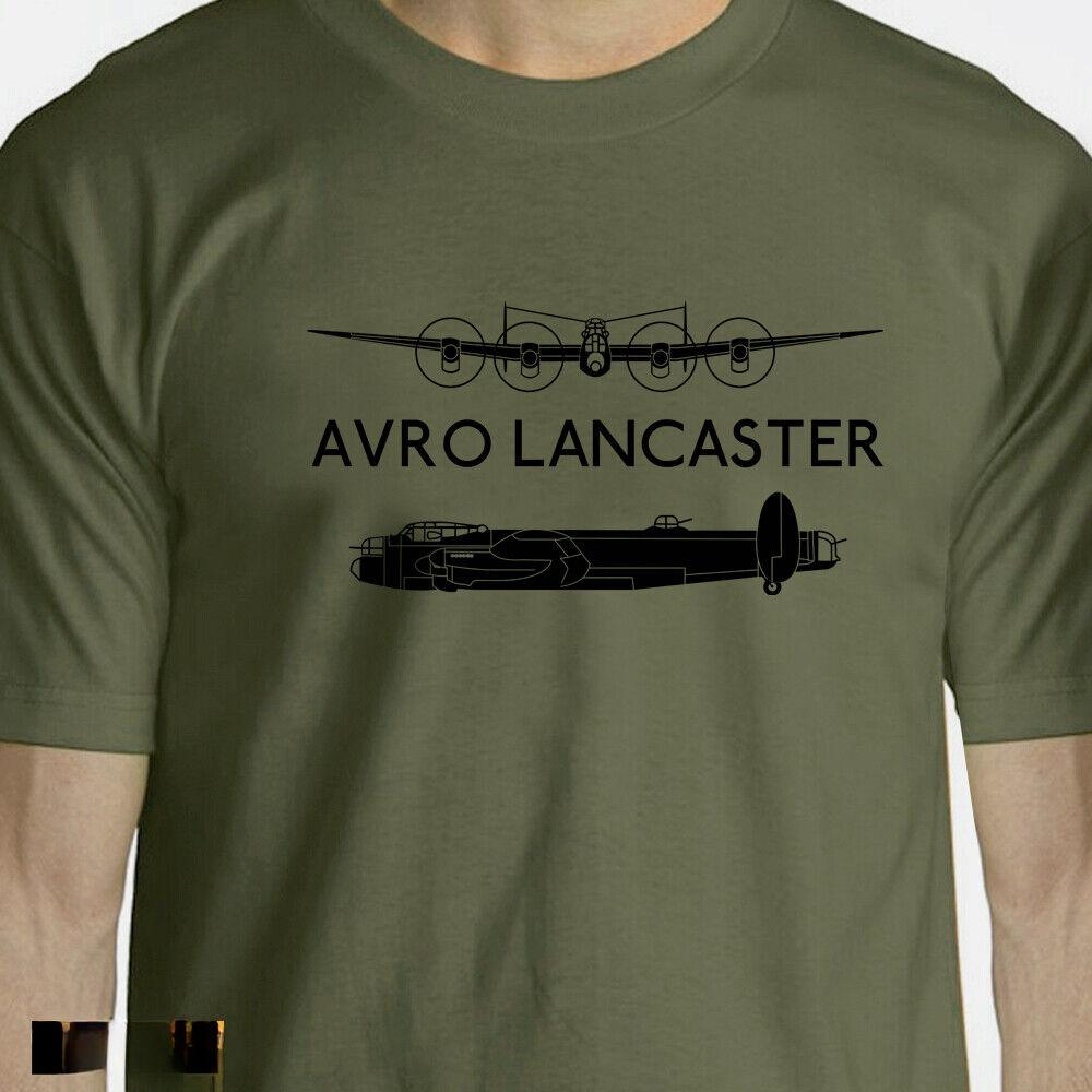 Aeroclassic Silhouette Avro Lancaster Aircraft TShirt Short Sleeve Casual Cotton Shirt