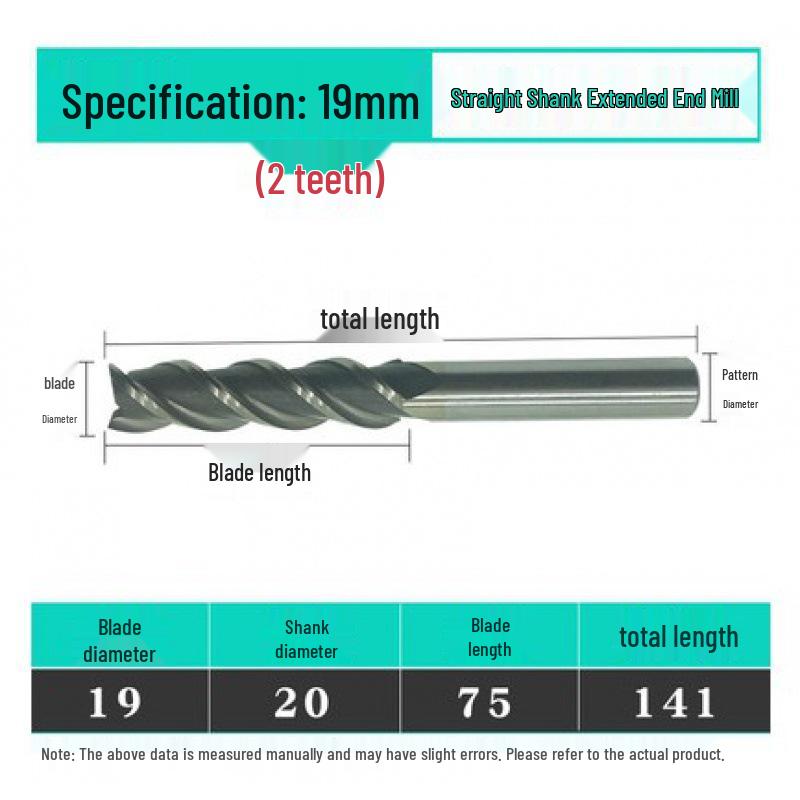Jinfeng Extended 2-Flute Straight Shank Milling Cutter (3 to 20mm)