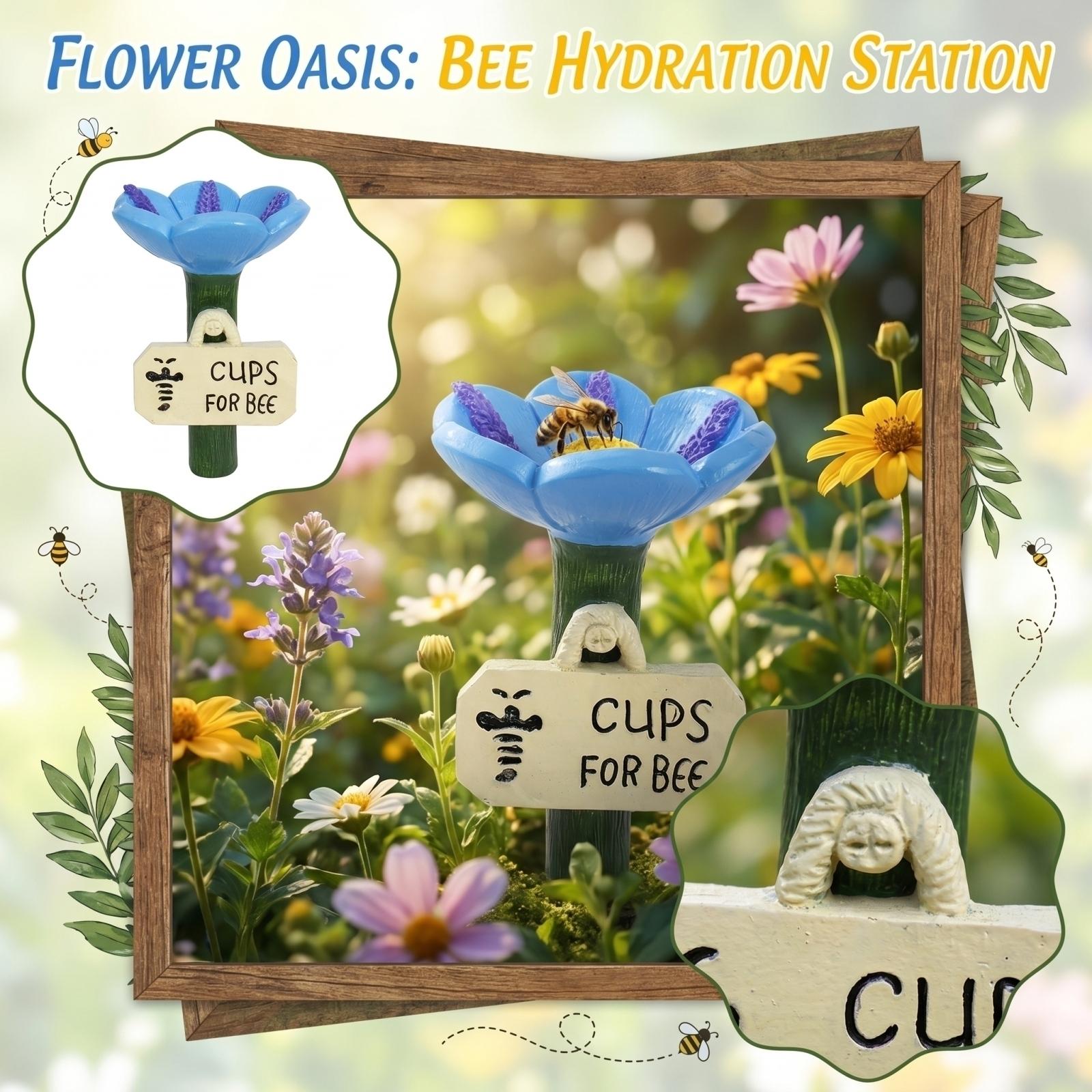 

Flower Shaped Resin Bee Waterer Garden Decoration Bee Drinking Station 6 5x10cm Outdoor Bee Water Feeder for Garden and Patio One Size синій