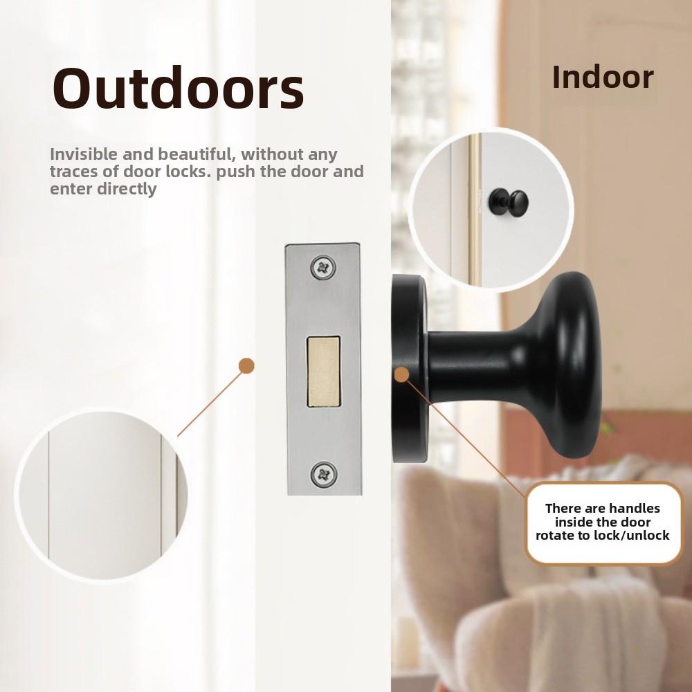 Stainless Steel Bathroom Keyless Door Lock Household Wooden Door Handle Lock Indoor Black Red and Green Indicator Door Handle