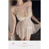 Domila Lace Milk Fishing Series Deep V Perspective Nightdress 6213 Erotic Underwear Sexy Naked Back Hip Pants F055