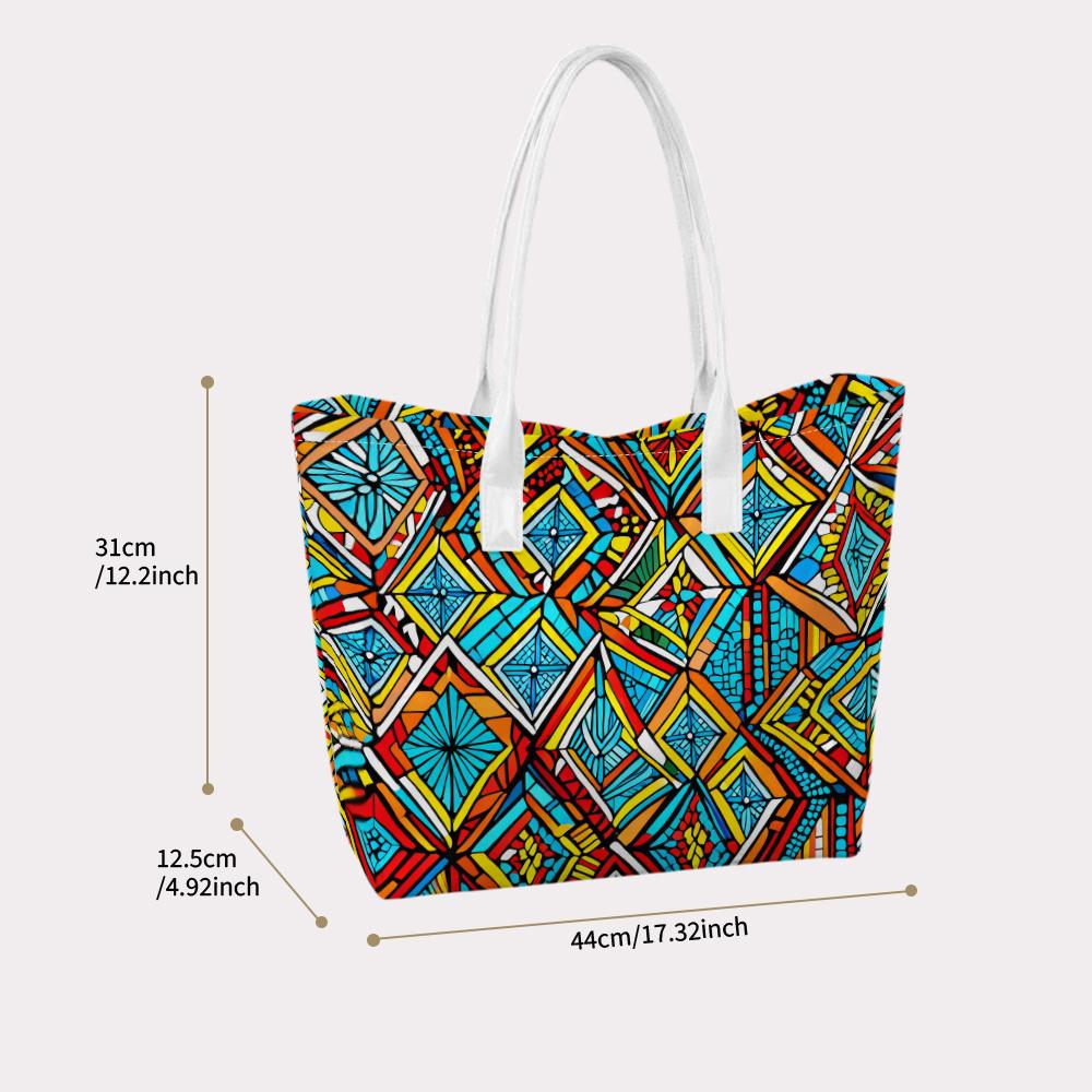 Colorful Geometric Pattern Casual Tote Bag for Daily Use Portable Stylish Shoulder Bag for Outdoor Shopping Travel