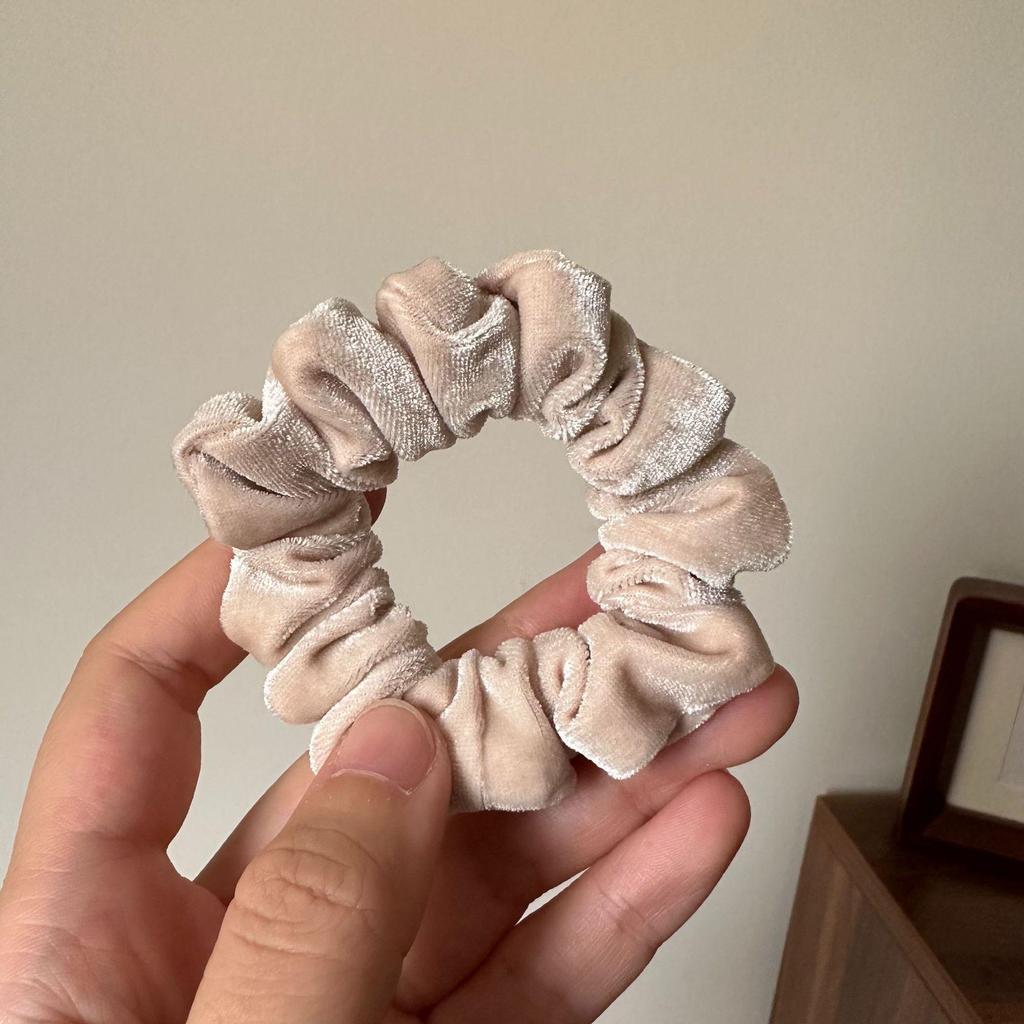 Velvet Scrunchies Set: Milk Tea & Apricot - Japanese & Korean Style Hair Accessories