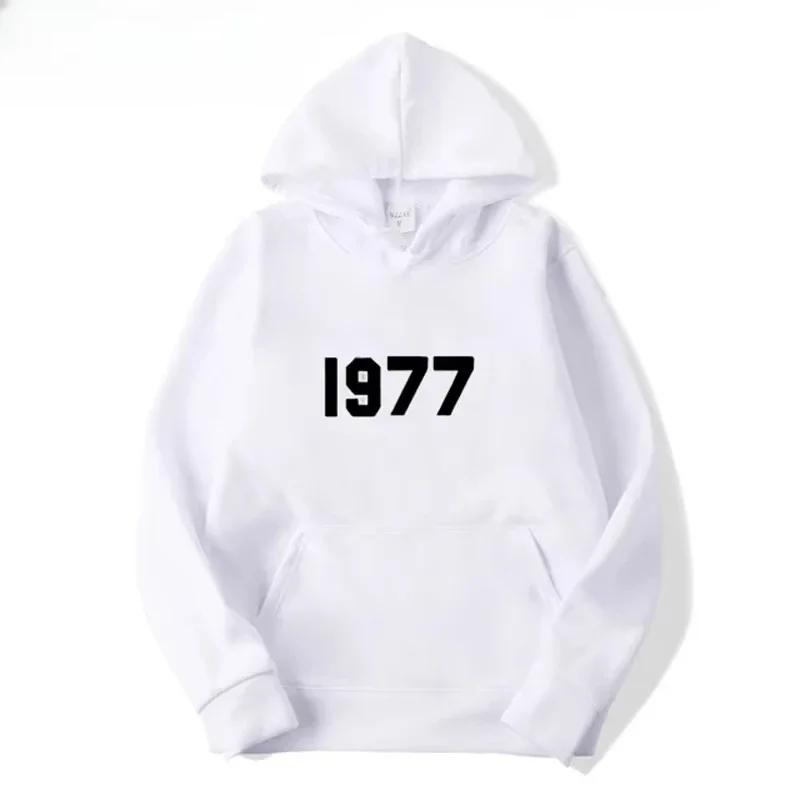 2025 vintage back-to-school collection 1977 new style fashionable men's and women's hooded sweatshirt - A trendy hip-hop street