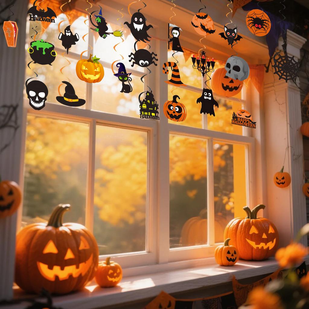 Halloween Birthday Party Hanging Interior Decoration, Cute Pumpkin Ceiling Hanging Ribbon, Suitable For Halloween Theme Party Decoration