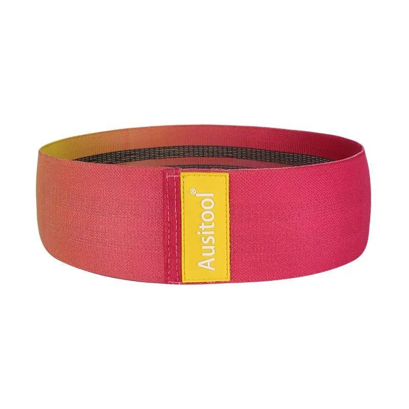 

European and American Style Non Slip Hip Ring Yoga Elastic Force Circle Resistance Band Hip Beauty Squat Practice Hip Lifting Fitness Tension Ring Gradient Rose Red with Non Slip Rib Large
