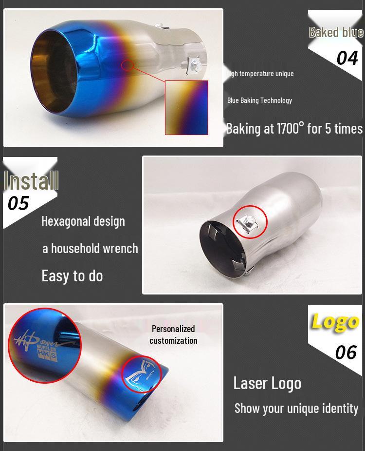 Stainless Steel Tailpipe for 6022 Jimny, Yueyue, Yuexiang M4, M2, Yingzhi, Hongguang, Cupid Cars