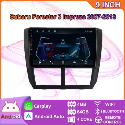 Android Car Radio Carplay For Subaru Forester 3 Impreza 2007-2013 Multimedia Video Player GPS Navigation WIFI 4+64GB