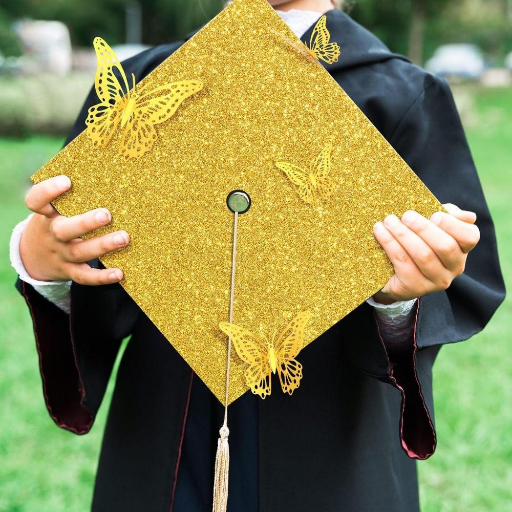 10 Sheets Shiny Grad Cap Decorations Creative Glitter Foam Paper  Student Supplies