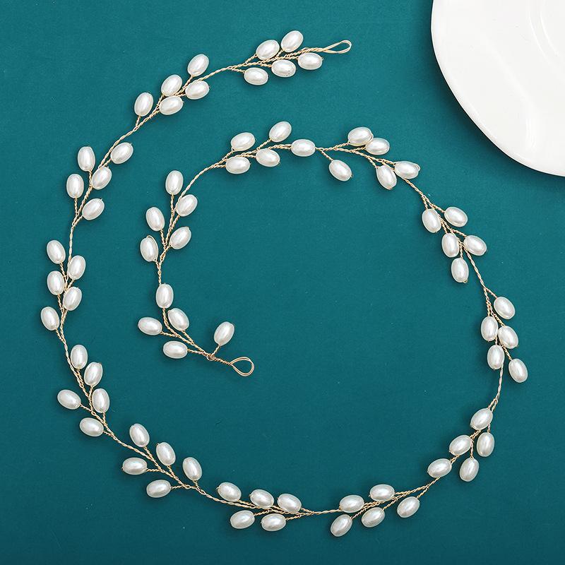 Pearls Headbands for Women Girls Bride Wedding Hairbands White Flower Tiaras and Crowns Korean Fashion Headdress Hair Jewelry