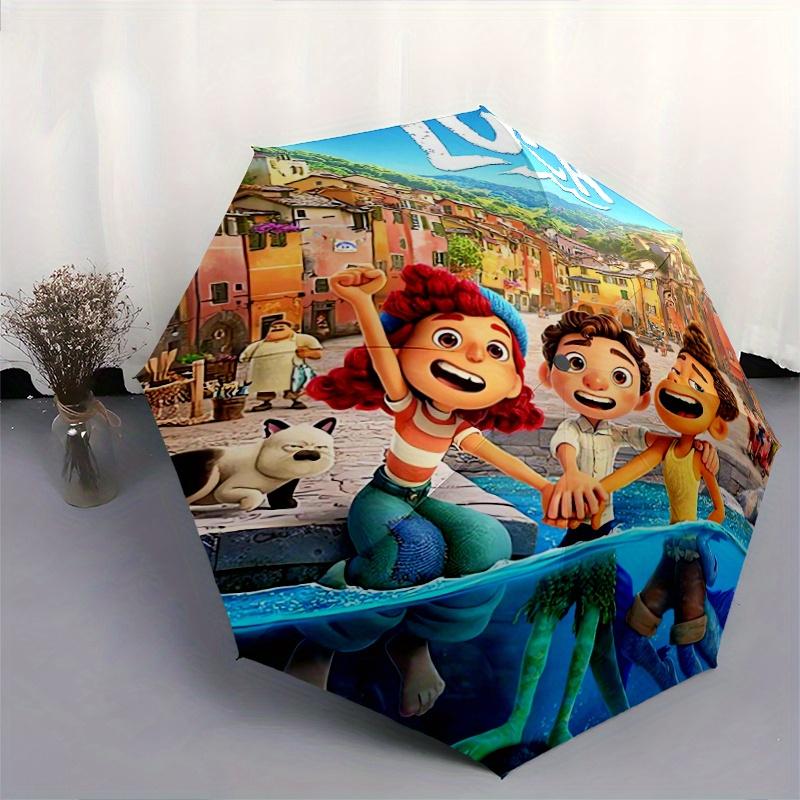 Good Friends Luca & Giulia & Alberto Automatic 3-Fold Cartoon Umbrella Design, Cute Cartoon Pattern, Portable Outdoor Umbrella, Perfect, Hol