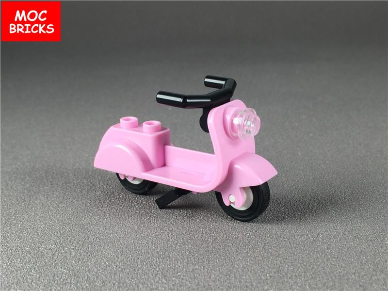 Custom Build Bricks Scooter with Stand motorbike Angular Handlebars Assembling Creating Modules fit with 15396c01 Toy Sets kids gifts