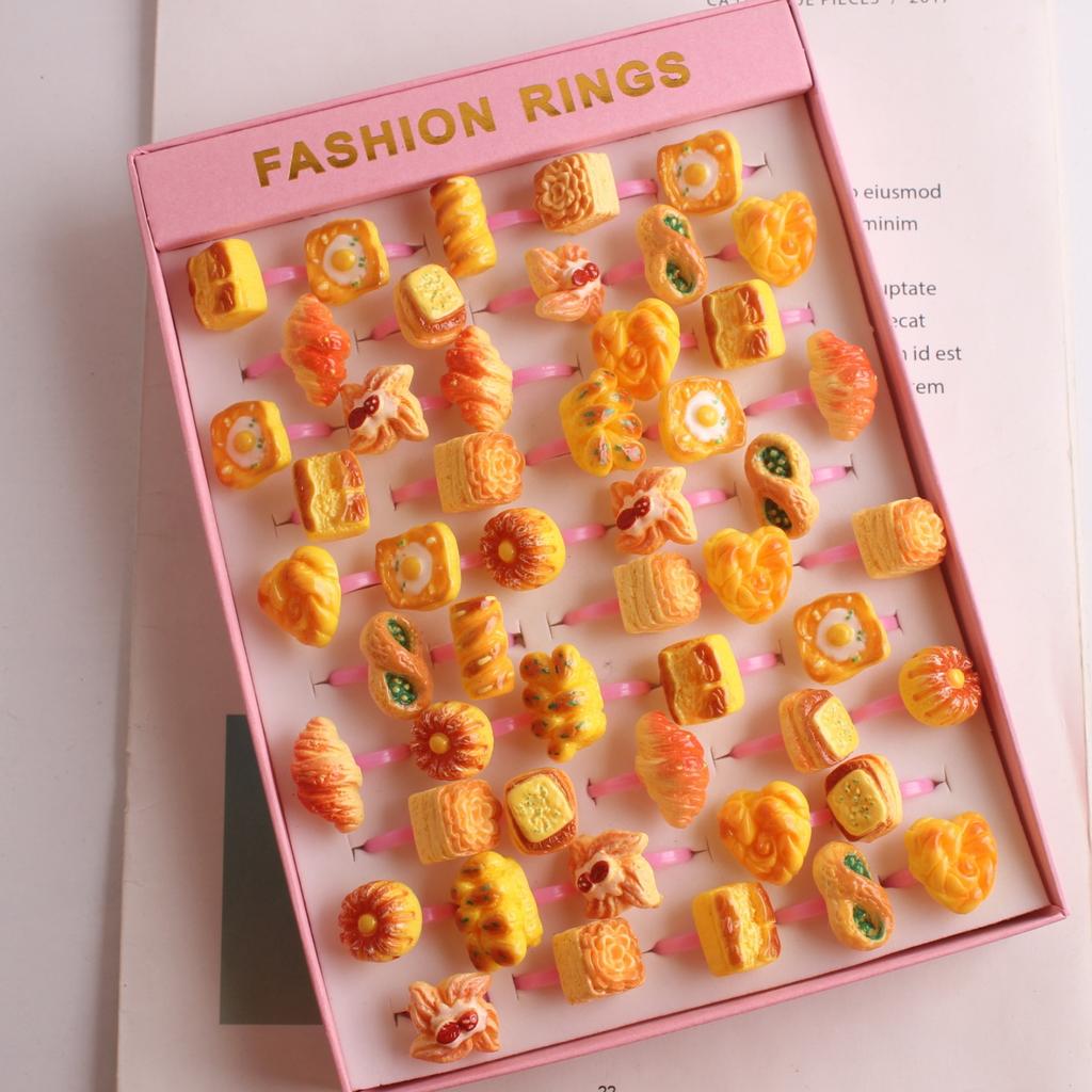 50Pcs Cartoon resin children's ring - Sweet flower ring - Gift box set finger ring - Party gift