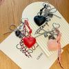 Portachiavi Trendy a Forma di Cuore in Pelle con Fiocco Portachiavi Delicato con Perline Portachiavi per Auto Decorazione Ciondolo per Borsa Regalo per Ragazze