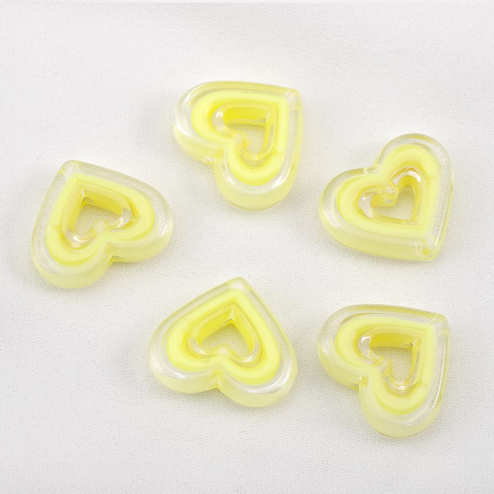Transparent Multi Color Heart Shape Beads Bracelet Spacer Acrylic Hollow Love Charms Necklace Bracelet DIY Jewelry Accessories