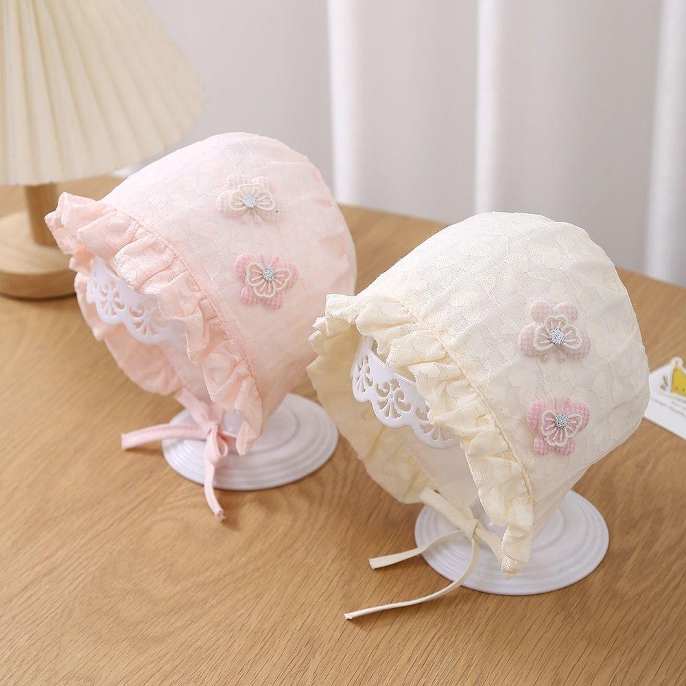 Lace Newborn Bonnets 0-12M Adjustable Sun Hat 2025 Infant Bonnet for Baby Girl