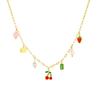 Gold Fruit Charm Necklace, Cherry Strawberry Elephant Pendant Necklace, Cute Dainty Jewelry for Women Daily Wear Gift
