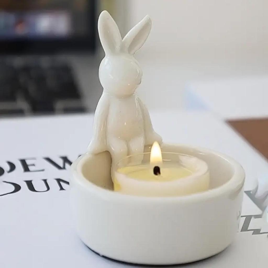 Cartoon Animal Candle Holder with Adorable Bunny Design Home Decor Suitable for Living Room Bedroom