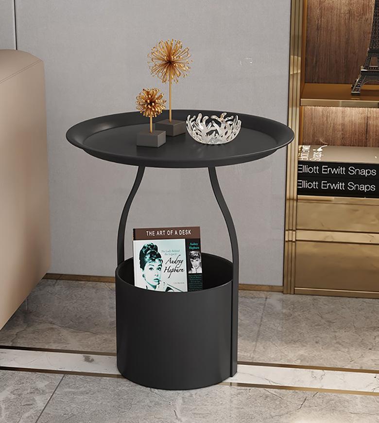 Creative Multi-functional Bucket Sofa with Several Exquisite Iron Art Small Round Tables and Light Luxury Storage Coffee Ta