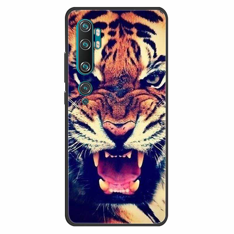 For Xiaomi Mi Note 10 Case Silicone Soft Owl Lion TPU Fashion Back Cover For Xiaomi Mi Note10 Cases Protective Printed Covers