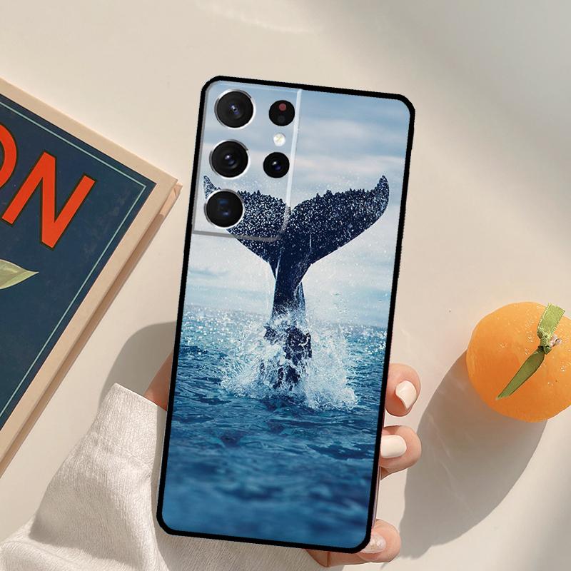 Beautiful Blue Whale Painting Phone Case For Samsung Galaxy S23 S26 Ultra S20 S21 S22 S24 S25 S10 Plus S25 FE Back Cover