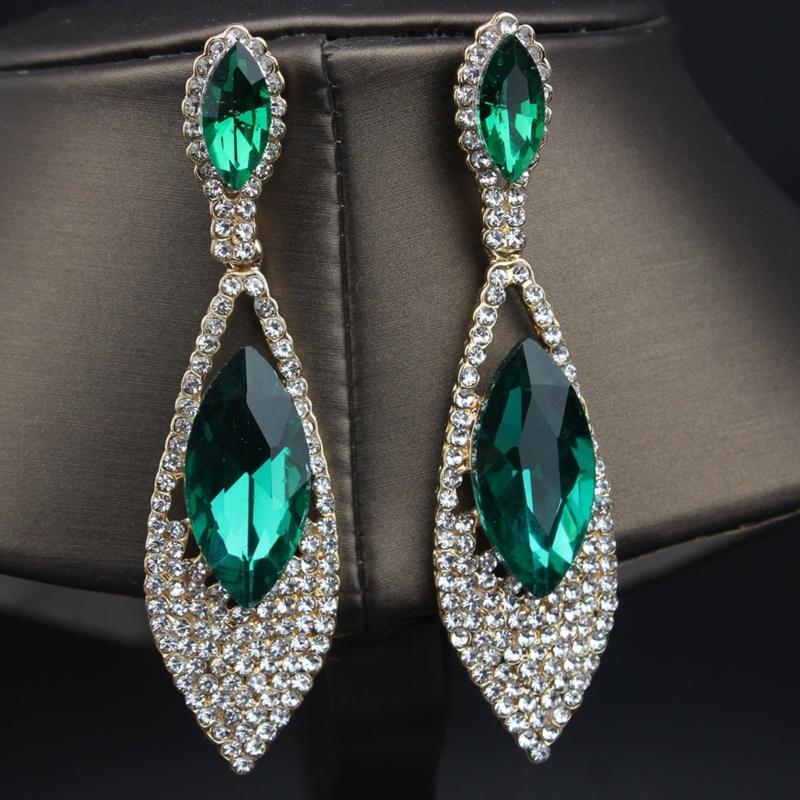 Imitation Diamonds Dangle Earrings for Women Ear Pendants with Rhinestones Teardrop Handmade Cubic Zirconia Earwear