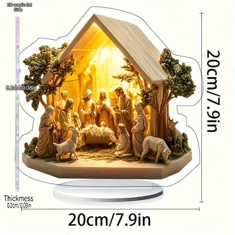 2D Flat Acrylic Christmas Scene Desktop Decoration, Suitable for Wall Decoration, Porch, Room, Villa, Accents Home, Hallway, or Workplace - Rustic Far
